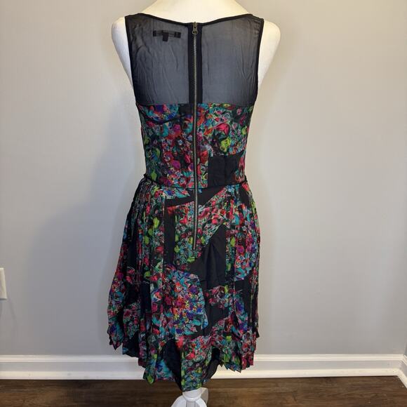 Broadway & Broome Silk Dress Women's Size 0 Abstract Floral Colorful Pleated - Picture 2 of 11